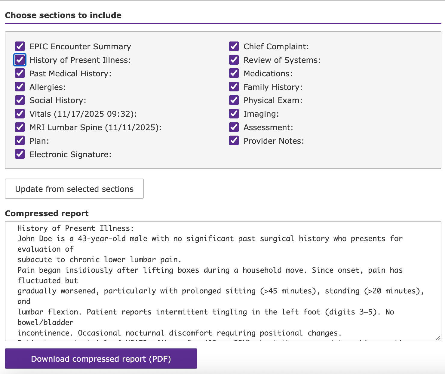Oncology EPIC Report Summarizer